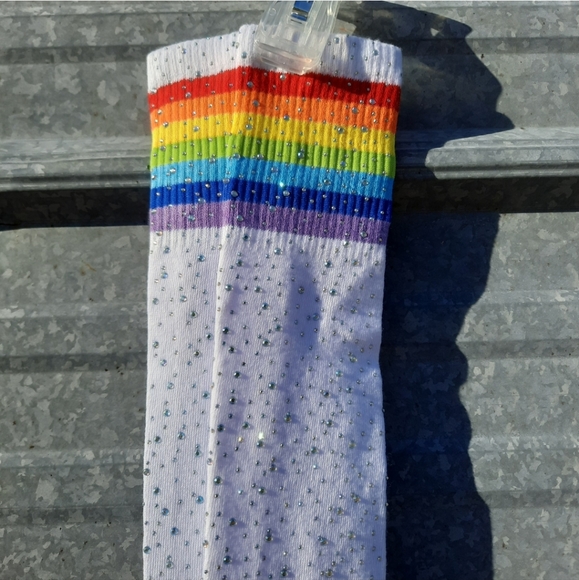 Rainbow Rhinestone Thigh High socks - Picture 13 of 17